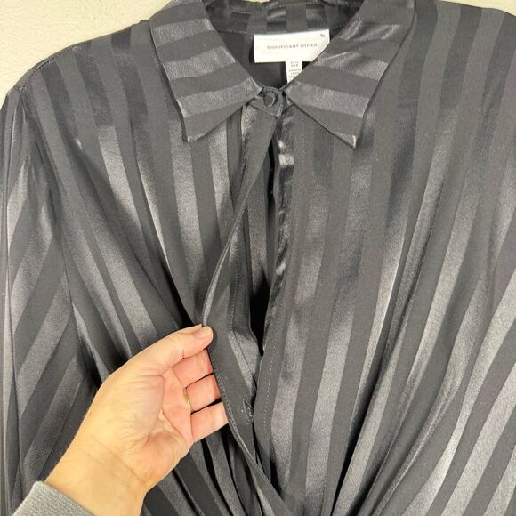 Significant Other Mini Shirt Dress Black Subtle Stripes Women’s Size 8 NWOT - Picture 3 of 9